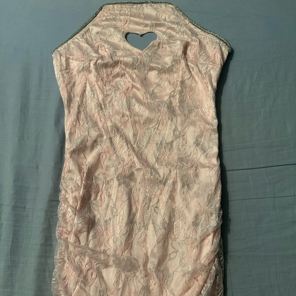 Finesse Micaela Pink Lace Cutout Heart Mini Dress 💗